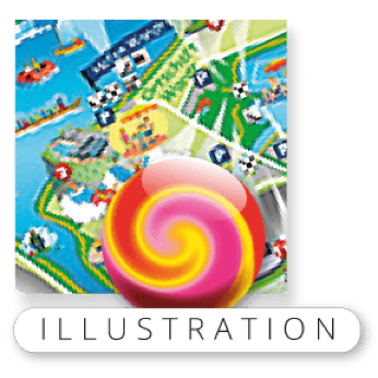 Label Perl-Taucher, Illustration