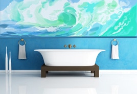 Tapete „Wasserwelle“, Vektorgrafik als Digitaldruck